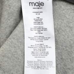 Maje Grey Wool Blend and Faux Fur Hood Coat S
