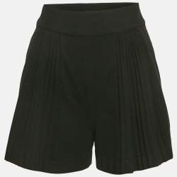 Pre Owned Maje Black Wool Blend Pleated Shorts S