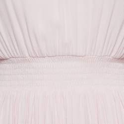 Pre Owned Maje Pink Crepe Shirring Mini Dress S