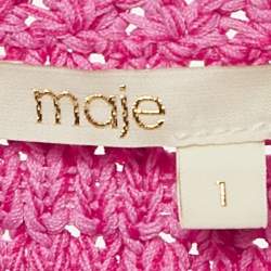 Maje Pink Crochet Knit Long Sleeve Cardigan S