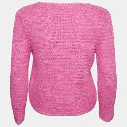 Maje Pink Crochet Knit Long Sleeve Cardigan S