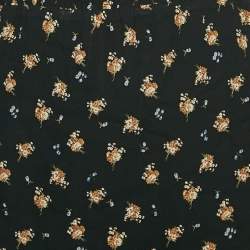 Pre Owned Maje Black Floral Print Crepe Smocking Detail Mini Dress M