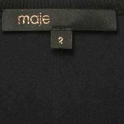 Maje Black Textured Crepe Sleeveless Top M