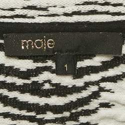 Maje Black/White Textured Knit Long Sleeve Top S