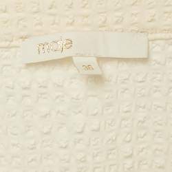 Maje Cream Seersucker Flounce Mini Dress S