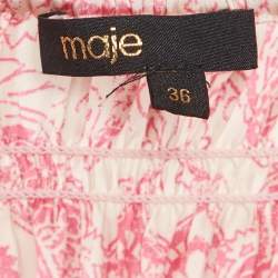 Pre Owned Maje Pink Paisley Print Satin Silk Smocked Maxi Skirt S