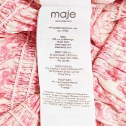 Pre Owned Maje Pink Paisley Print Satin Silk Smocked Maxi Skirt S