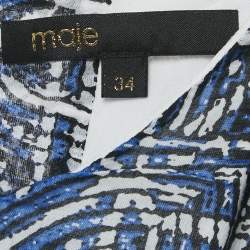 Maje Blue Printed Cotton Cut-Out Mini Dress S