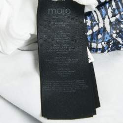Maje Blue Printed Cotton Cut-Out Mini Dress S