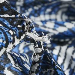 Maje Blue Printed Cotton Cut-Out Mini Dress S