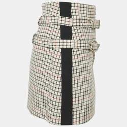 Maje Brown Checks Cotton Blend Mini Skirt S
