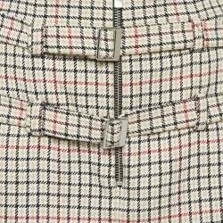 Maje Brown Checks Cotton Blend Mini Skirt S