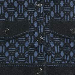 Maje Navy Blue Monogram Jacquard Jacket and Skirt Set M