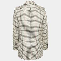 Maje Beige Checks Cotton Double Breasted Jacket S