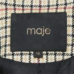 Maje Beige Checks Cotton Double Breasted Jacket S