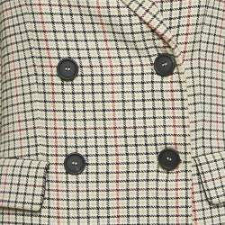 Maje Beige Checks Cotton Double Breasted Jacket S