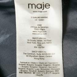 Pre Owned Maje Navy Blue Checks Gabardine Blazer S