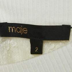 Maje White Textured Tweed Jacket and Top Set M