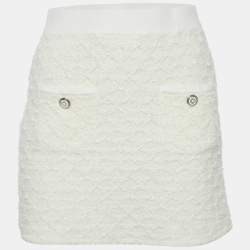 Maje White Textured Tweed Knit Mini Skirt S