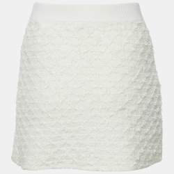 Maje White Textured Tweed Knit Mini Skirt S