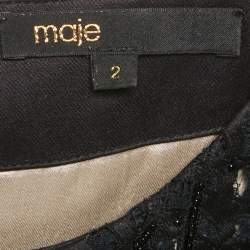 Maje Black Embellished Satin Rebecca Mini Dress M