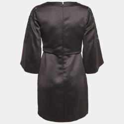 Maje Black Embellished Satin Rebecca Mini Dress M