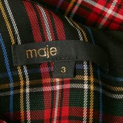 Maje Black/Red Tartan Plaid Crepe Mini Dress L
