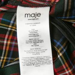 Maje Black/Red Tartan Plaid Crepe Mini Dress L