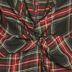 Maje Black/Red Tartan Plaid Crepe Mini Dress L