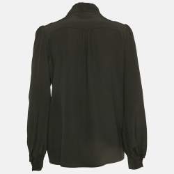 Maje Black Silk Tie-Up Neck Blouse M