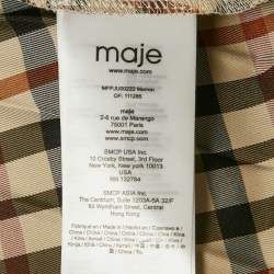 Pre Owned Maje Beige Checks Crepe Plisse Midi Skirt M