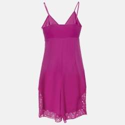 Maje Pink Crepe Lace Trimmed Playsuit S