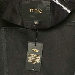 Maje Navy Blue Leather Zip-Up Leather Jacket S