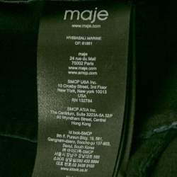 Maje Navy Blue Leather Zip-Up Leather Jacket S
