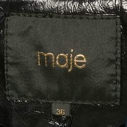 Maje Navy Blue Leather Zip-Up Leather Jacket S
