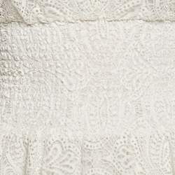 Pre Owned Maje White Lace Smocked Tie-Up Detail Lituane Top S