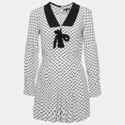 Maje White Istel Print Crepe Tie Neck Jumpsuit S