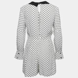 Maje White Istel Print Crepe Tie Neck Jumpsuit S