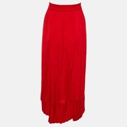 Maje Rouge Sateen Jonette Faux Wrap Midi Skirt M
