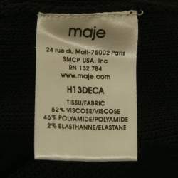 Maje Black Patterned Knit Zip Detail Short Dress S