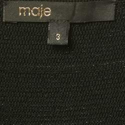 Maje Black Patterned Knit Zip Detail Short Dress S