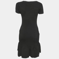 Maje Black Patterned Knit Zip Detail Short Dress S