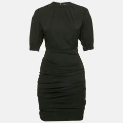 Pre Owned Maje Black Stretch Crepe Ruche Detail Mini Dress S