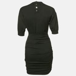 Pre Owned Maje Black Stretch Crepe Ruche Detail Mini Dress S