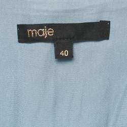 Pre Owned Maje Blue Ombre Satin Cut-Out Asymmetric Midi Dress L