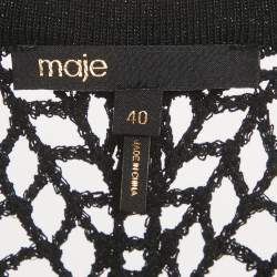 Pre Owned Maje Black Rita Crochet-Knit Midi Dress L