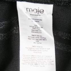 Pre Owned Maje Black Striped Gabardine Belted Wide-Leg Pants S