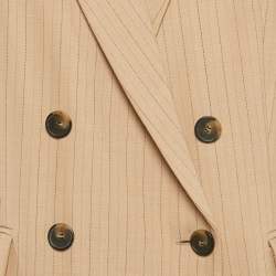 Maje Dark Beige Stripe Wool Blend Double Breasted Blazer M