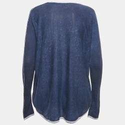 Maje Blue Silk Knit Sweatshirt One Size 