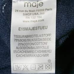 Maje Blue Silk Knit Sweatshirt One Size 
